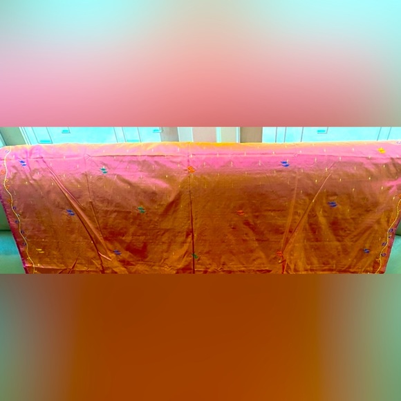 PURE SILK KATHA WORK SAREE! Hand embroidered Katha work saree from Bengal!! - Picture 4 of 6